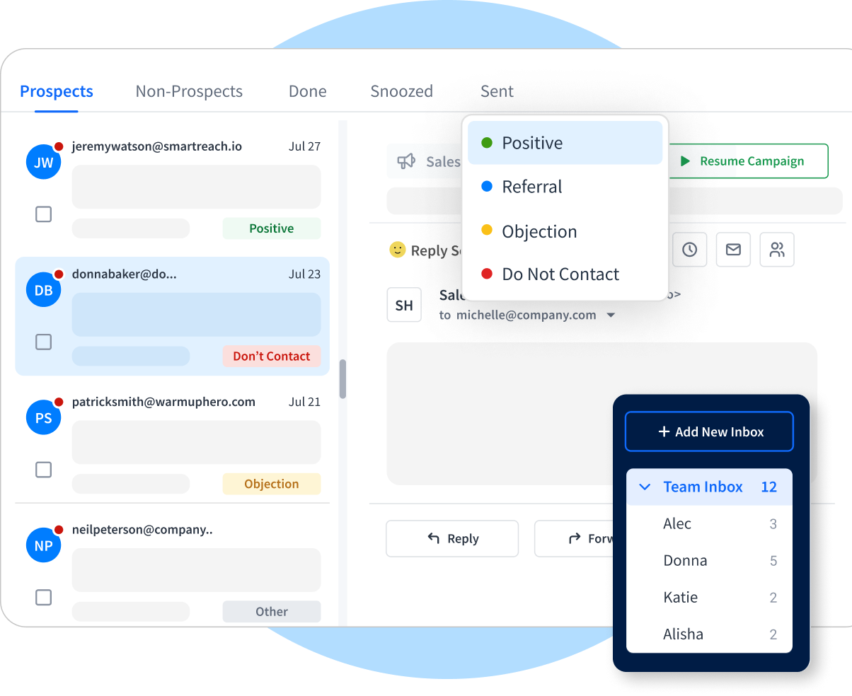 Team collaboration: inbox - smartreach.io