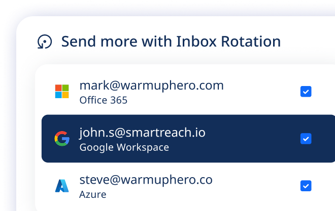 Inbox rotation feature for sending cold emails from multiple providers in one campaign to improve deliverability.