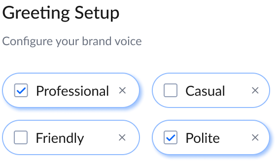 Branded greeting and tone